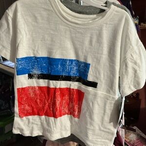 Kids White T-Shirt with Blue and Red Stripes 2 pc bundle